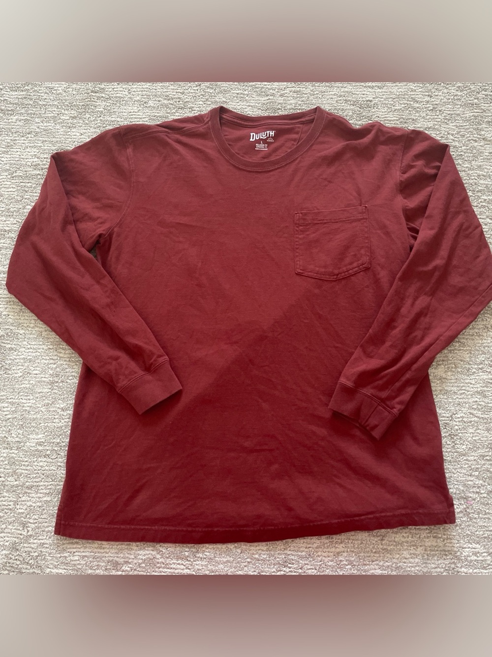 Duluth Trading Co Longtail Long-Sleeve T-Shirt Mineral Red Long Sleeve Men’s L